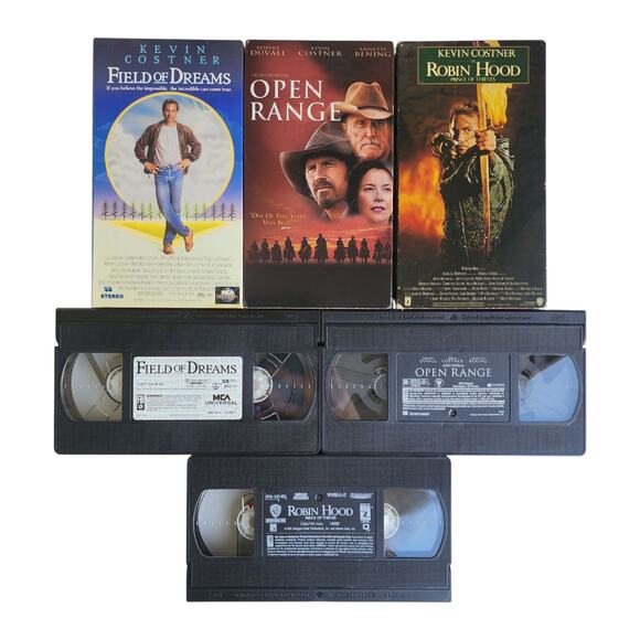 Kevin Costner VHS Lot - Field of Dreams Open Range Robin Hood Prince of Thieves - Picture 1 of 6